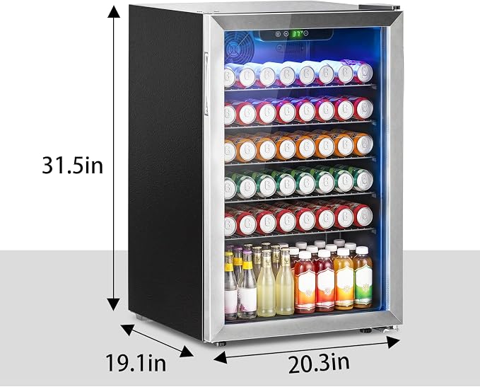 Compact 145 Can/4.5 Cu.Ft Mini Fridge, Reversible Glass Door | For Soda, Beer or Wine, Portable Small Beverage Refrigerator with Digital Display & Removable Shelves for Office, Dorm, Bar - Image 2