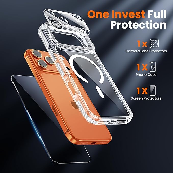 toushion 3 in 1 for iPhone 17 Pro Max Case Clear Bumper, Fits MagSafe, - Image 2