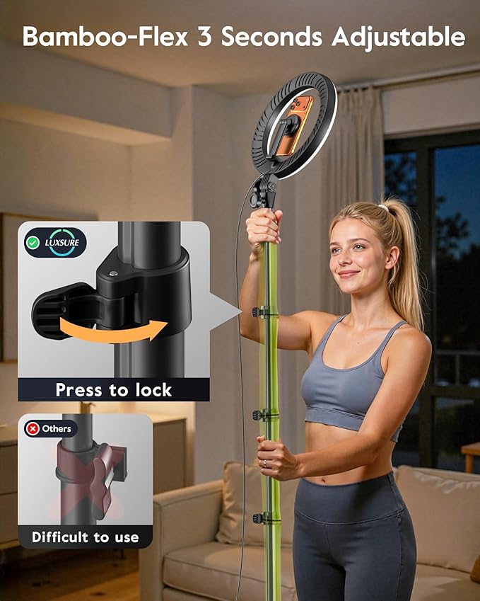 Soft Ring Light with Stand & Dual Phone Mount, LUXSURE Phone Tripod with Ring - Image 6