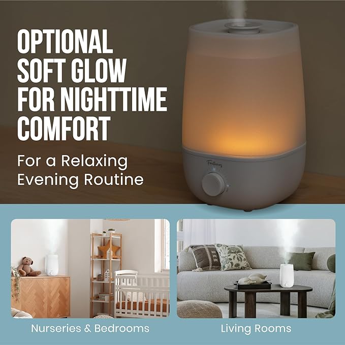 Fontaines Luxury Top-Fill Cool Mist Humidifier - 360° Ultra-Fine Spray, Whisper-Quiet Operation, Dishwasher-Safe Tank, Nightlight & Auto Shut-Off, Easy to Clean for Home, Bedroom, Baby Nursery - Image 5