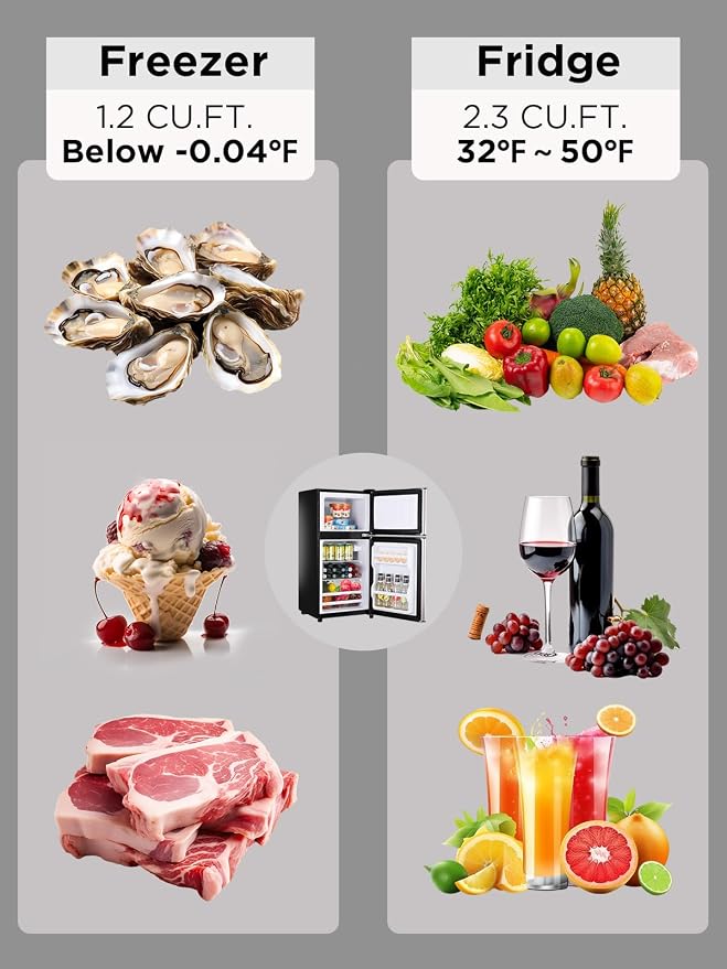 F.W.WOOLWORTHS 3.5 Cu.Ft Refrigerator with Freezer | Compact Fridge with 2 Doors for Office, Kitchen, Dorm and Bedroom, 7 Level Temp Adjustable Thermostat, Silver - Image 4