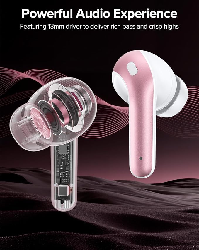 TAGRY Bluetooth Headphones True Wireless Earbuds 60H Playback LED Power Display Earphones with Wireless Charging Case IPX5 Waterproof in-Ear Ear buds with Mic for TV Smart Phone Laptop Computer Sports - Image 4