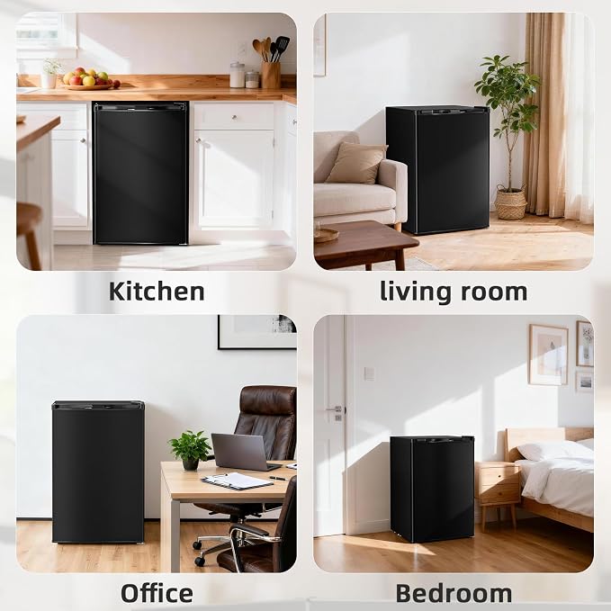 Antarctic Star 4.4 Cu.Ft Compact Refrigerator,Mini Fridge Single Door with Adjustable Thermostat,Removable Glass Shelves for Apartment/Dorm/Office,BLACK - Image 6