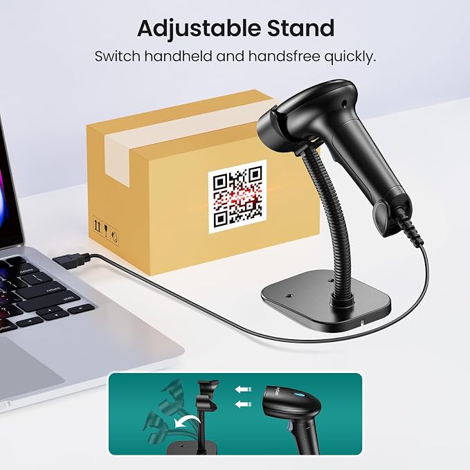 2D 1D Barcode Scanner : USB Wired Inventory QR Scanner - Image 5