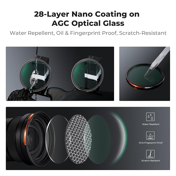 K&F CONCEPT 82mm Magnetic 1s Swap 5-Pack: CPL + VND2-32 + Black Diffusion 1/4 + - Image 4