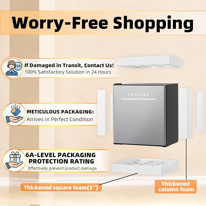 1.7 Cu.Ft Mini Fridge with Freezer, Mini Fridge for Bedroom, Small Refrigerator, Dorm Refrigerators with Freezer, Compact Refrigerator for Office, Apartment, Bedroom (Grey) - Image 4