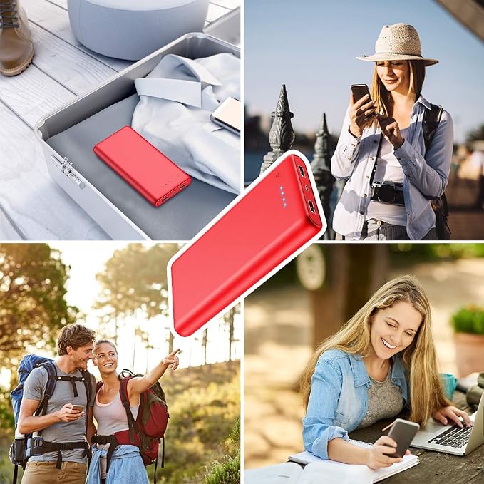 Portable Charger Power Bank 26800mah,Ultra-High Capacity Safer External Cell Phone Battery Pack,2 USB Output High Speed Charging Power bank Compatible with iPhone 17 16 15 14 13 Samsung Android LG-Red - Image 7