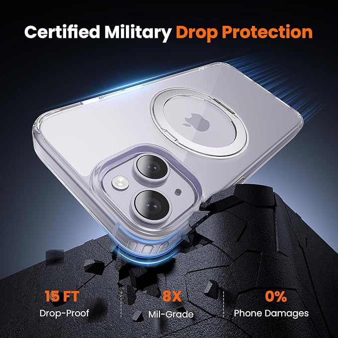 toushion 3 in 1 for iPhone 14 Case Stand |Build in Kickstand, Screen Protector - Image 3