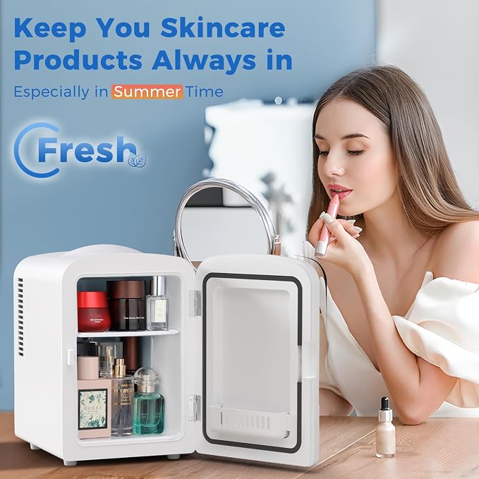 Antarctic Star 4L/6 Can Portable Compact Refrigerator for Bedroom,Car,Office & Dorm,Small Cooler for Food/Drinks/Skin Care,AC/DC,WHITE - Image 5