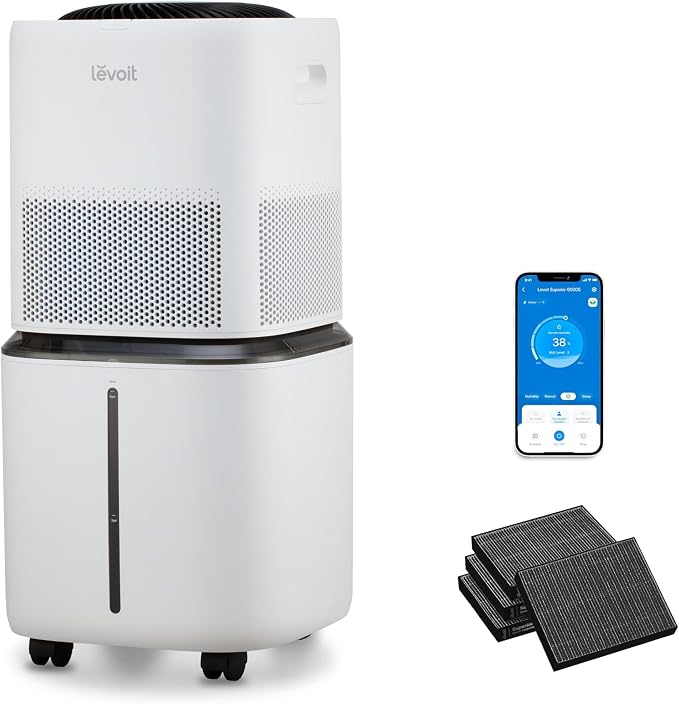 LEVOIT Superior 6000S Smart Evaporative Humidifiers for Home Whole House up to 3000ft², 23L, Last 72-Hour, Premium Filter, Dry Mode, Wheels & Water Fill Hose, Foldable Storage, Sleep Mode, New Edition by Levoit