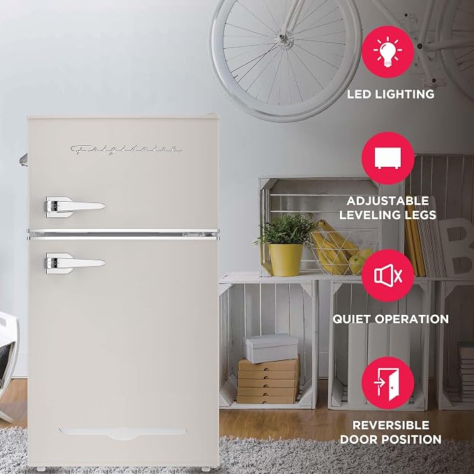 Frigidaire EFR840-Cream EFR840 Retro Mini Fridge with Freezer & Side Bottle Opener-Small 2 Door Refrigerator for Office Bar or College Dorm Room-3.1 Cu Ft (Cream) - Image 4