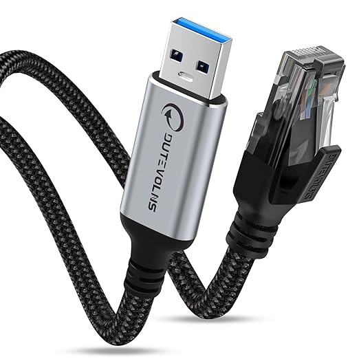 USB to Ethernet Cable 15 FT, USB 3.0 A to RJ45 Male Nylon Adapters, Gigabit by DUTEVOLNS