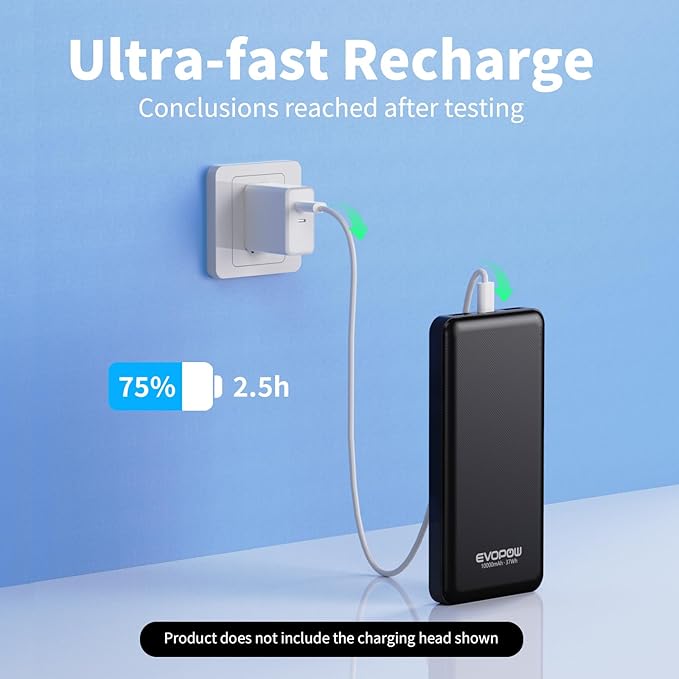 2 Pack Portable Charger, Slimmer 10000mAh Power Bank, USB C in&Out Fast Charging Battery Pack, External Portable Power Bank for iPhone 16 15 14 13 12 Tablet Headphones Samsung S23 S22 Pixel etc - Image 5