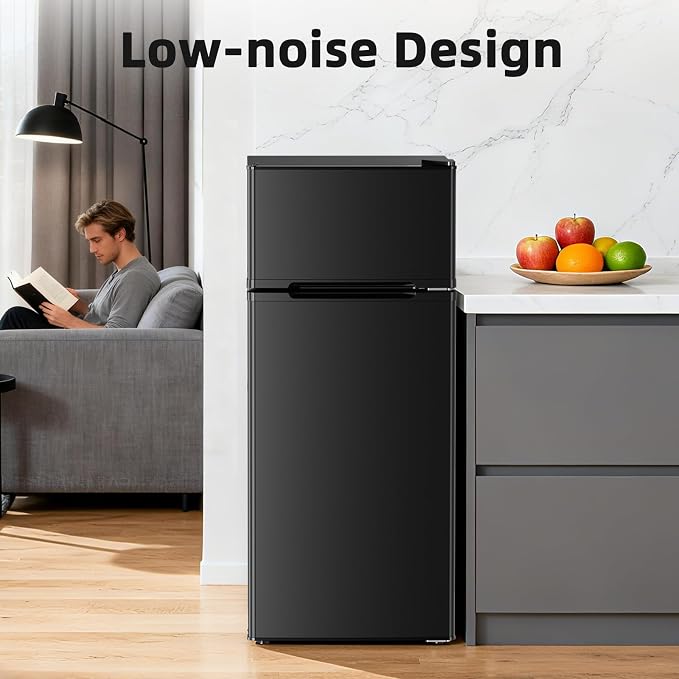 Antarctic Star Compact Refrigerator,4.5 Cu.Ft. Mini Separate Freezer Double 2-Door Adjustable Removable Shelves for Apartment/Dorm/Office,BLACK - Image 6