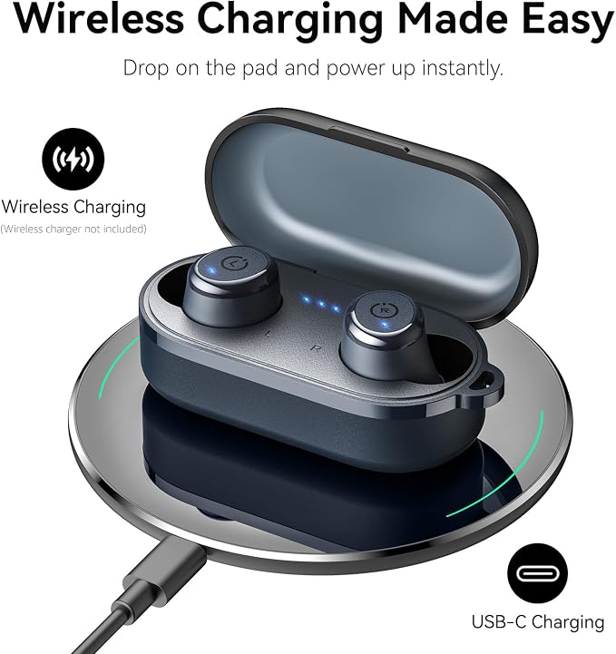 TOZO T10 Wireless Earbuds Powerful Bass Stereo Wireless Charging, APP, IPX8 | Waterproof, 55H Playtime, Ergonomic Design In Ear buds, App Customize EQ, Bluetooth 5.3 Headphones for Work, Travel, Blue - Image 7