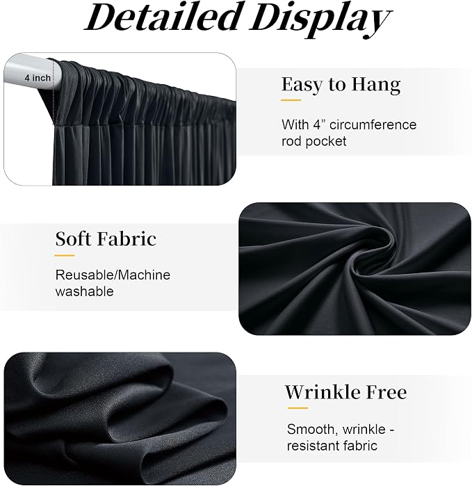20ft x 15ft Black Backdrop Curtains - Image 3