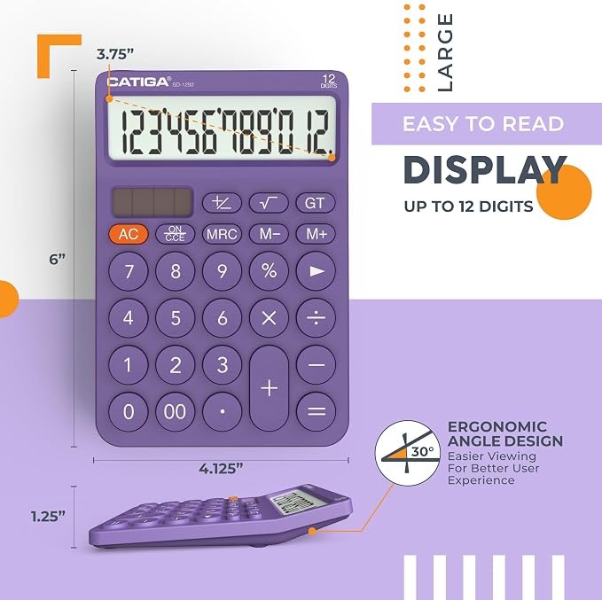 CATIGA 12 Digit Desktop Calculator Basic Desk Calculator - Image 3