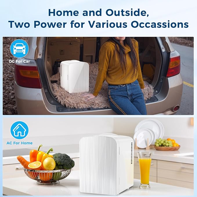 Antarctic Star Compact Refrigerator,Small Cooler for Cosmetics, Beverage and Food,Portable Mini Fridge,Skin Care 4L Capacity/6 Cans, Cooler and Warmer for Bedroom, Car, Office & Dorm,White - Image 3