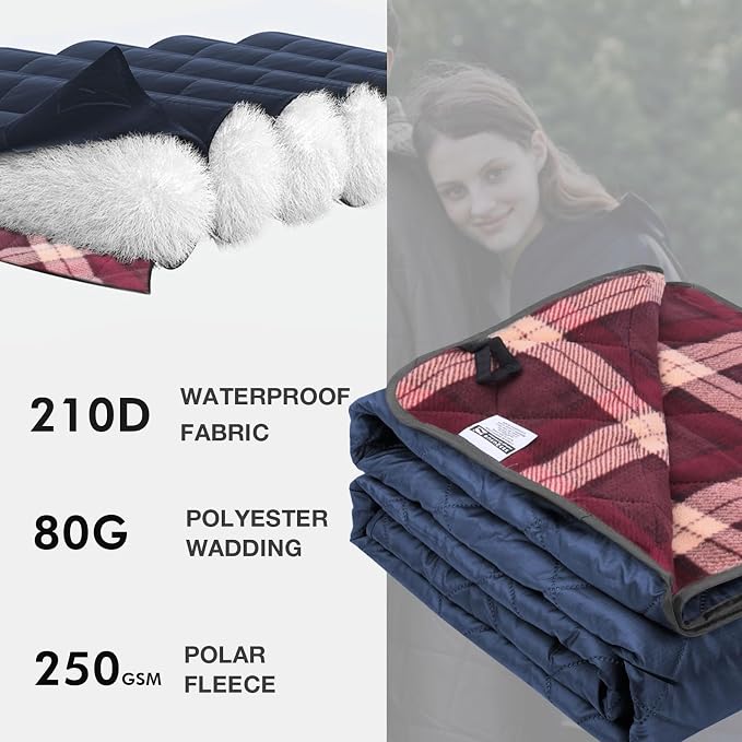 DUKUSEEK Hooded Outdoor Blanket, Extra Large 79" x 59" Waterproof Camping - Image 4