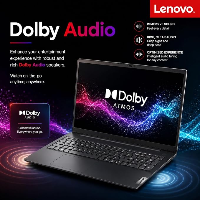 Lenovo V15 Business Laptop, Intel N150 Quad-Core Processor, 15.6" FHD Display, 16GB DDR5 RAM, 512GB NVMe SSD, Wi-Fi 6, Ethernet RJ-45, Dolby Audio, Windows 11 Pro, Business Black - Image 6