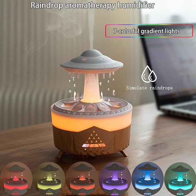 Raindrop Humidifiers for Bedroom -Essential Oil Diffuser with 7 Colors LED Lights,Air Humidifiers,Cool mist humidifier with 4 timers,Vaporizers for nursery,family,bedroom and office - Image 4