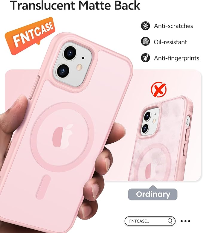 FNTCASE for iPhone 13 Mini Case: for iPhone 12 Mini Case Translucent Matte - Image 6