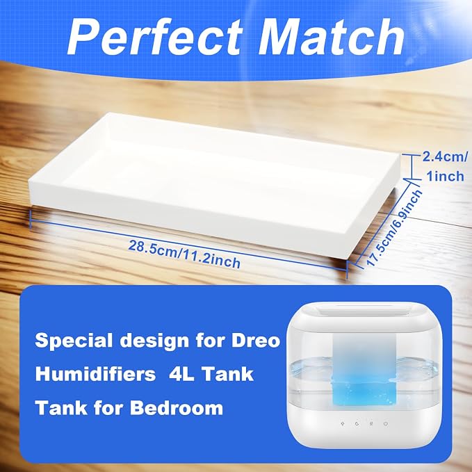 Acrylic Humidifiers Tray for Dreo Humidifier HM311 4L Tank, Leak-Proof Tray for Smart Humidifiers HM311S 4L, Moisture-Proof Tank Floor (Not Include Humidifier) (White, 4L) - Image 2