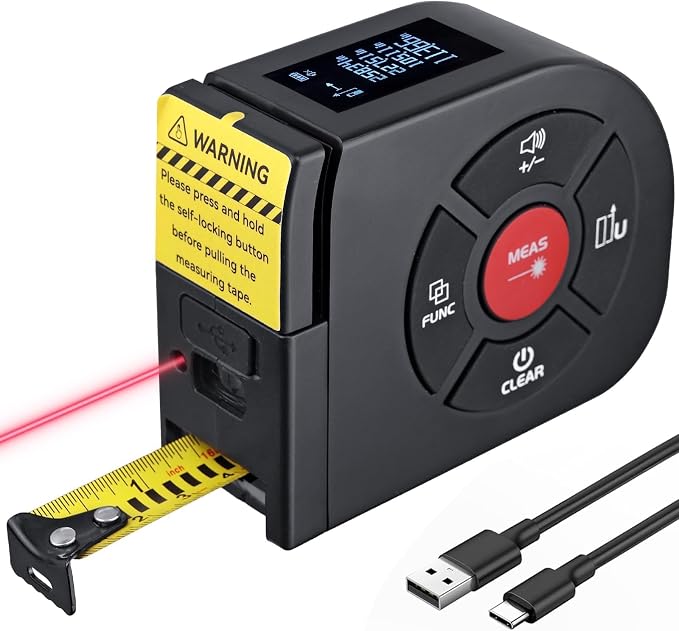 BINTA 2-in-1 Laser Tape Measure, 164Ft/50M Laser Measurement Tool & 16.5Ft/5M by BINTA