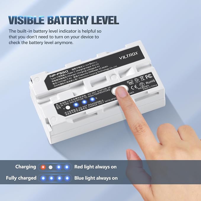 VILTROX NP-F550 Battery 2 Packs, Replacement - Image 5
