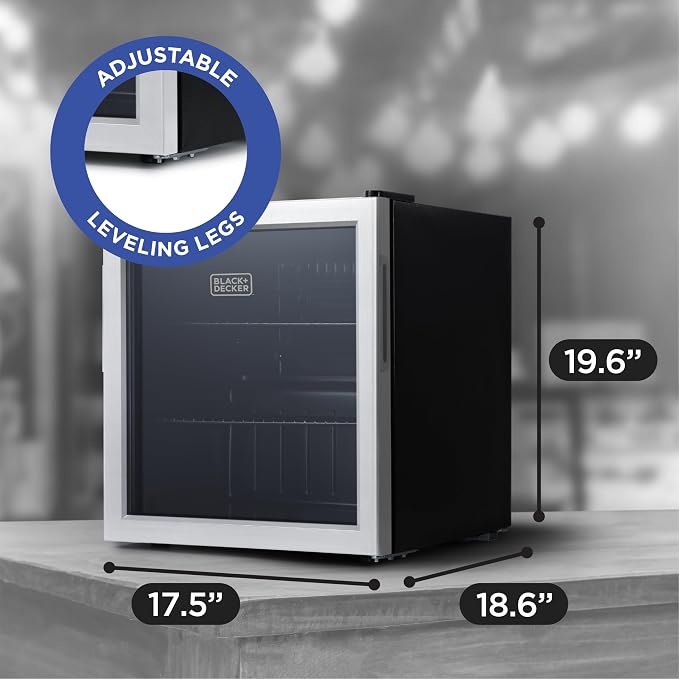 BLACK+DECKER 1.7 Cu. Ft. Beverage Cooler, BDB16HS | Beverage Fridge with Double Pane Glass Door, Drink Fridge with 63-Can Capacity for Home Bar, Home Office and More - Image 7