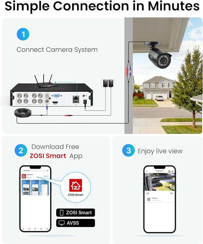 ZOSI 8CH 3K Lite Home Wired Security Camera System, AI Human Vehicle Detection - Image 8
