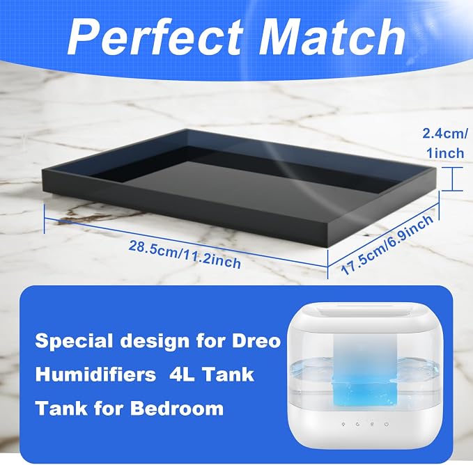 Acrylic Humidifiers Tray for Dreo Humidifier HM311 4L Tank, Leak-Proof Tank for Smart HM311S 4L, Moisture-Proof Humidifier Tray Floor (Not Include Humidifiers) (Transparent black, 4L) - Image 2