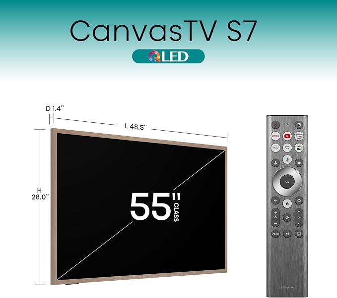 Hisense 55-Inch Class QLED 4K S7N CanvasTV Series Dolby Vision HDR Google Smart TV (55S7N) - 144Hz, Art Mode, Anti-Glare Panel, Hi-Matte Display, Frame & UltraSlim Wall Mount Included - Image 3