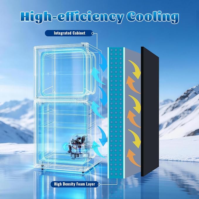 Mini Fridge with Freezer Large Capacity 110L Small Refrigerator with 7 Adjustable Temperature 2 Door Small Fridge for Office, Dorm, Bedroom Silver - Image 3