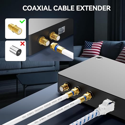 Coaxial Cable 6ft 5Pack, RG6 Coax Cable Cord Extender - Image 4