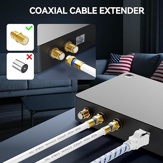 Coaxial Cable 1.5ft 5Pack, RG6 Coax Cable Cord Extender - Image 4