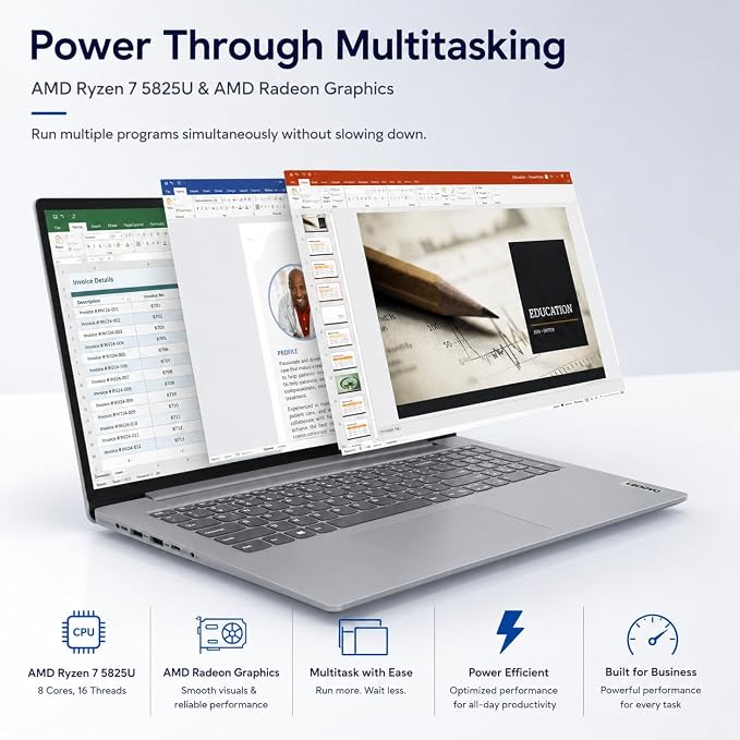 Lenovo Slim 3 Touchscreen Business Laptop, Ryzen 7 5825U Processor (Beats i7-1355U), 15.6" FHD LED Display, 16GB RAM, 1TB PCIe SSD, SD Card Reader, WiFi 6, Windows 11, WOWPC Recovery USB - Image 4