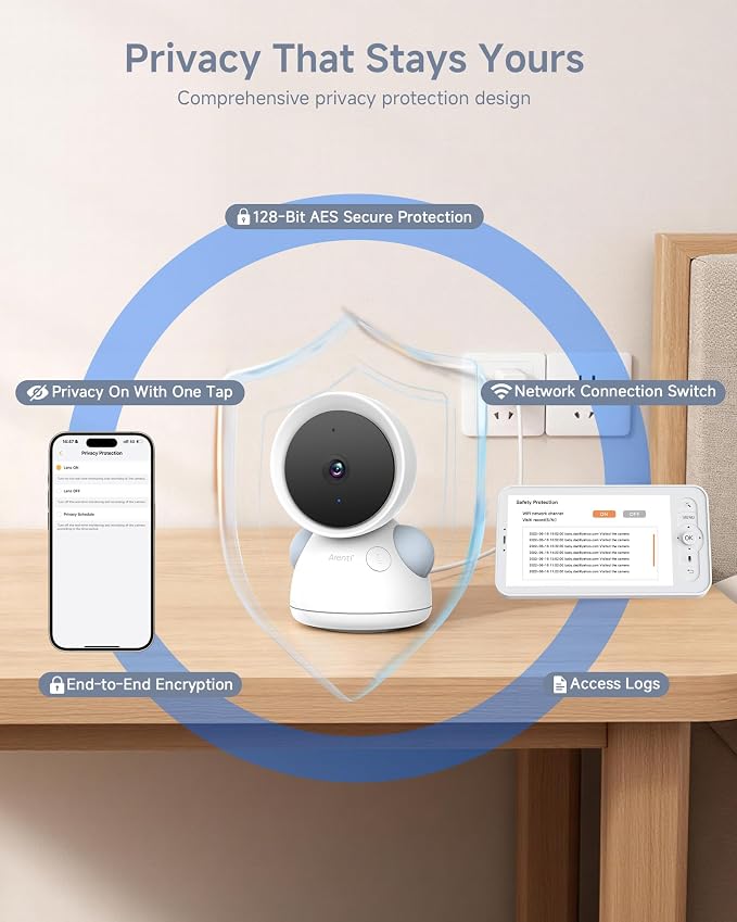 ARENTI Baby Monitor, 2K/3MP WiFi 6 Camera and Audio, 5-inch Wireless Screen - Image 8