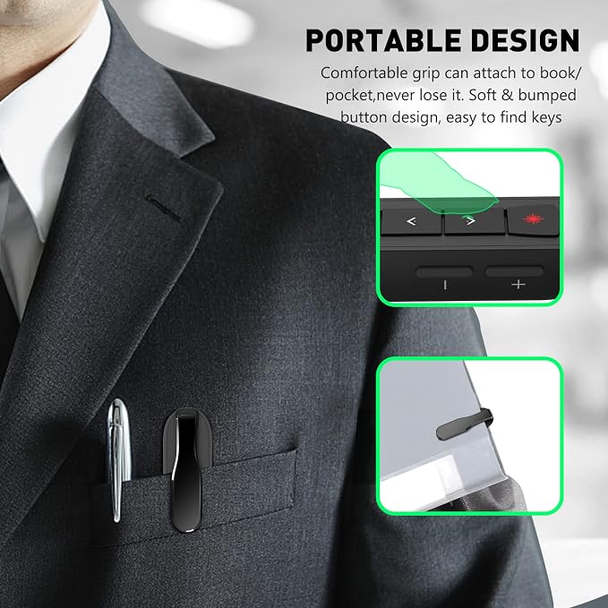 Green Light Clicker for Teachers–USB-C Rechargeable Presentation Clicker - Image 6