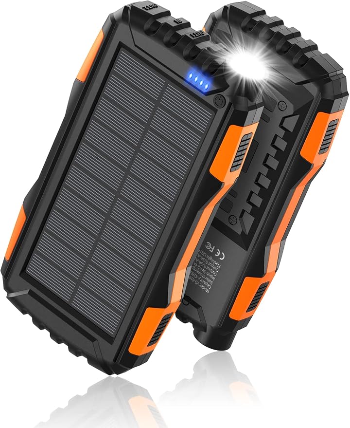 Mregb Solar Charger Power Bank 42800mAh, Portable Charger, Solar Power Bank,External Battery Pack 5V3.1A Qc 3.0 Fast Charger Built-in Super Bright Flashlight (Orange) by Mregb