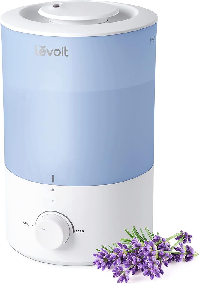 LEVOIT Dual 150 Humidifiers for Bedroom Large Room, 3L Cool Mist Top Fill Essential Oil Diffuser for Baby Nursery and Plants, 360° Nozzle, Quiet Rapid Ultrasonic Humidification for Home, Blue by Levoit