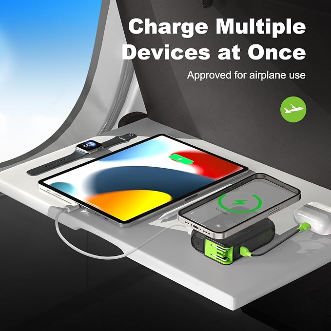 SEANCHEER P05 Portable Charger, Magnetic Power Bank, Small Wireless PowerBank,Emergency Battery Pack 10000mAh Travel Essentials Fast Charging with Built in Cable, Wall Plug for iPhone,Samsung,Andriod - Image 6