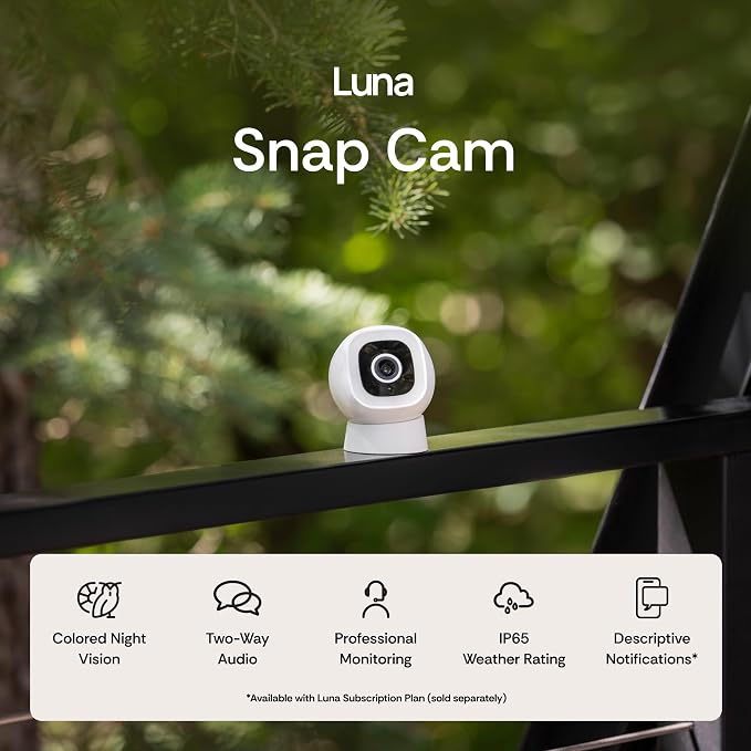 Luna Indoor/Outdoor Camera, Wired and 2K Window Camera, 2.4GHz WiFi6 Cameras - Image 2
