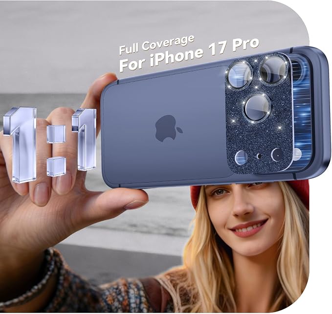 imluckies Compatible with iPhone 17 Pro Camera Lens Protector Bling, Ultra HD - Image 4