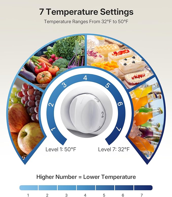 Upstreman 2.5 Cu.Ft All-Refrigerator Mini Fridge, Single Door Small Refrigerator, Dorm Fridge with 7 Adjustable Thermostat, Compact Refrigerator for Office, Bedroom or Dorm, Silver-CR26 - Image 5