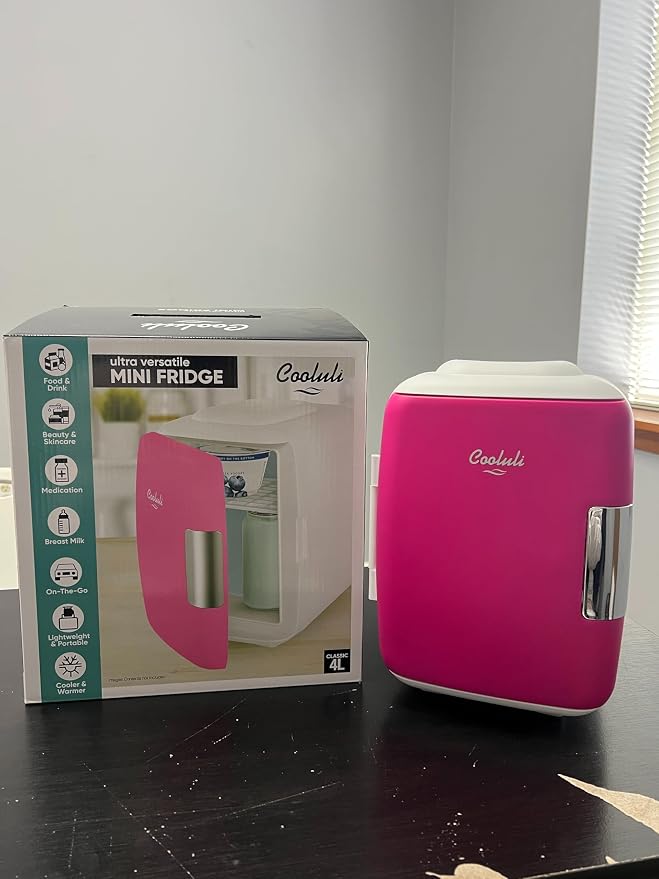 Cooluli Skincare Mini Fridge for Bedroom - Car, Office Desk & Dorm Room - Portable 4L/6 Can Electric Plug In Cooler & Warmer for Food, Drinks, Beauty & Makeup, 12v AC/DC & Exclusive USB, Fuchsia - Image 5