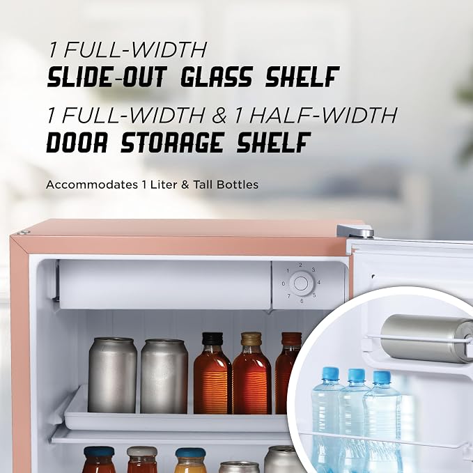 ICEBOX 1.7 Cu. Ft. Compact Refrigerator, ENERGY STAR Certified Small Refrigerator, Single Door Mini Fridge with Chiller Compartment, R600a Refrigerant, IBCR17BLS, Blush Red - Image 3