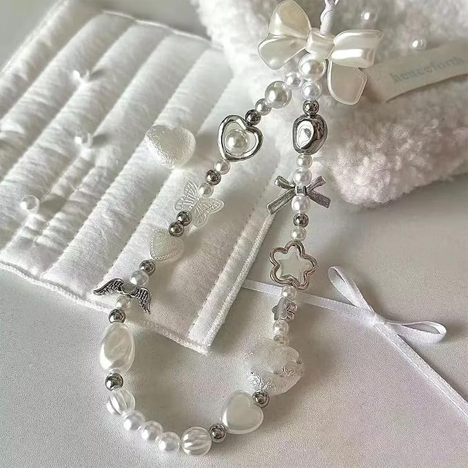 2 Pcs Phone Charm Strap Hand for iPhone Wrist Strap Camera Lanyard Pearl Beaded - Image 8