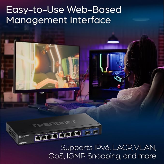 TRENDnet 10-Port Multi-Gig Web Smart Switch, TEG-3102WS, 8 x 2.5GBASE-T Ports - Image 6