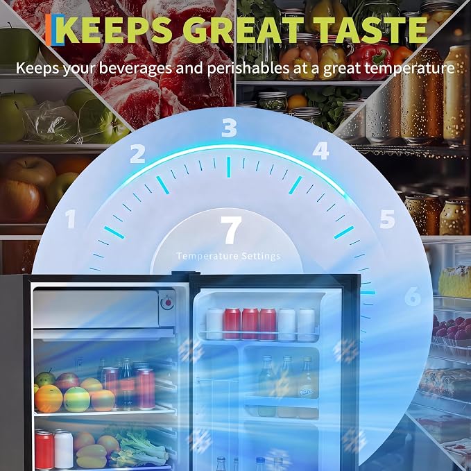 3.2 Cu. Ft. Mini Fridge Freezer, Energy-Efficient, Quiet, Adjustable Shelves - Image 4